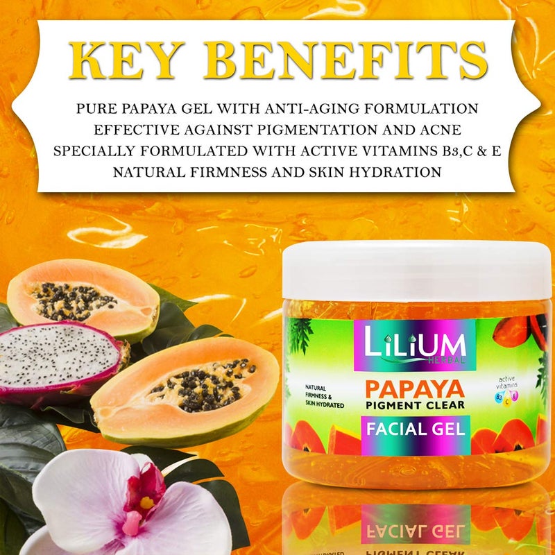 Lilium Papaya Pigment Clear Facial Gel For Soft Smooth Glowing Skin Natural Firmness Skin Hydrated 900GM - Image 3