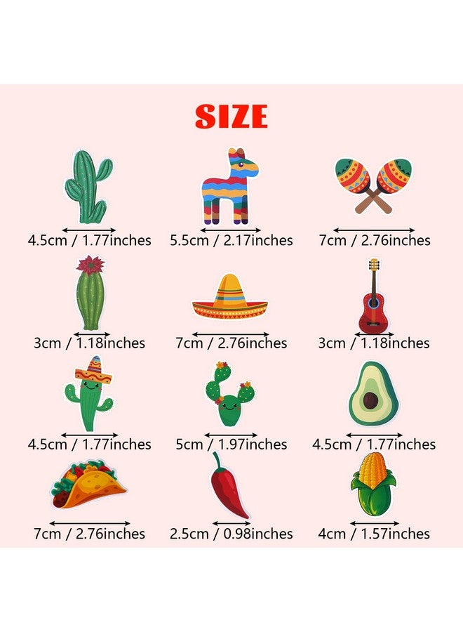 cnomg 48Pcs Fiesta Cupcake Topper Mexican Theme Cake Decorations Cactus Donkey Guitar Taco Wide Brim Hat Party Supplies for Baby Showers Birthdays Mexican Party - Image 4