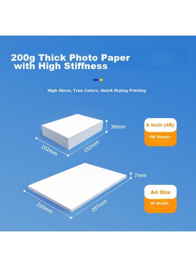 NVV A4 Photo Printing Paper, 200g High Gloss Photo Paper, Inkjet High Gloss Photo Paper, 20 Sheets/pack, Bq-xpa4 - Image 2
