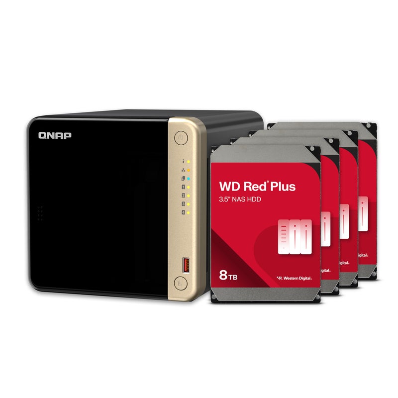 QNAP TS4648G48WDUS 4 Bay HighPerformance Desktop NAS with 24TB Storage Capacity Preconfigured RAID 5 WD Red Plus HDD Bundle