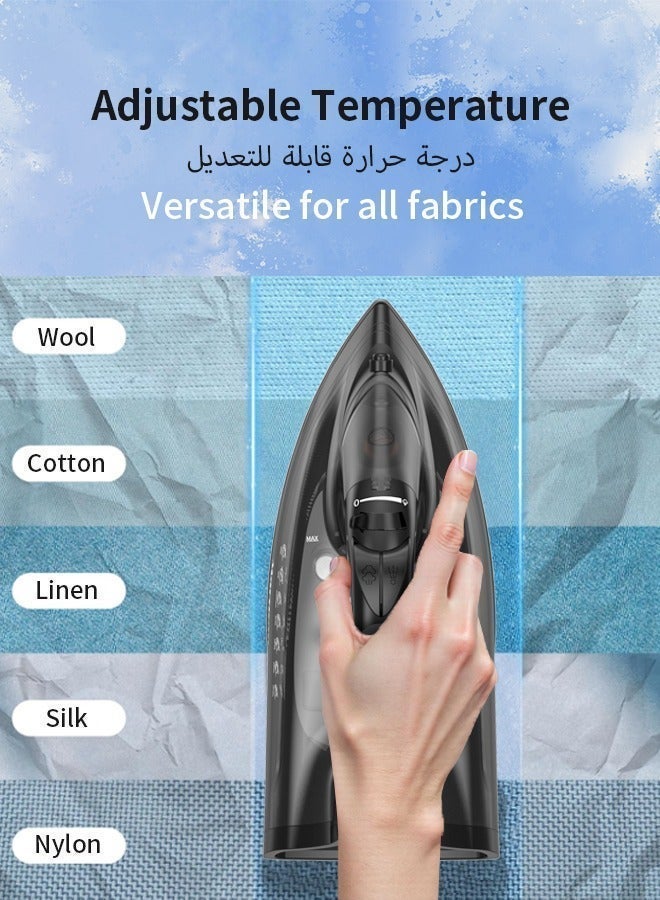 Martisan Powerful 2200W Steam Iron, 160g/min Boost, 20s Fast Heating, Ceramic Non-stick Soleplate, 4-in-1 Iron, Dry Ironing, Spray & Burst Steam, Adjustable Temperature, Self-Cleaning, Anti Drip, Anti Calc, 270ml Large Water Tank, Black Silver - Image 5