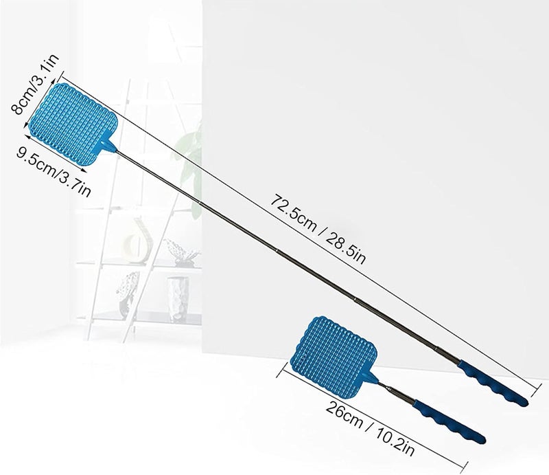 Derovan Telescopic Stainless Steel Fly Swatter – Extendable (26–72 cm), Durable PP Mesh Head & Anti-Slip Handle - Image 3