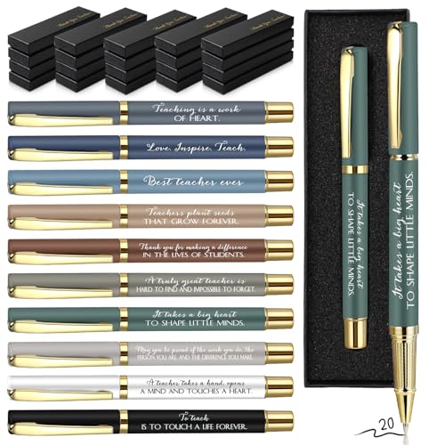 Seajan 20 Set Teacher Appreciation Gifts Pens with Boxes Inspirational Thank You Quotes Black Ink Ballpoint Pens for Teacher from Students Educator School Counselor Tutor Office Supplies(Colourful) - Image 1
