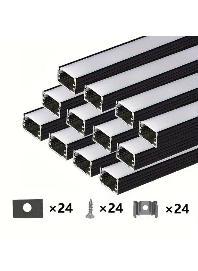 Black Aluminum LED Channel 100cm With White Diffuser Cover - Image 2