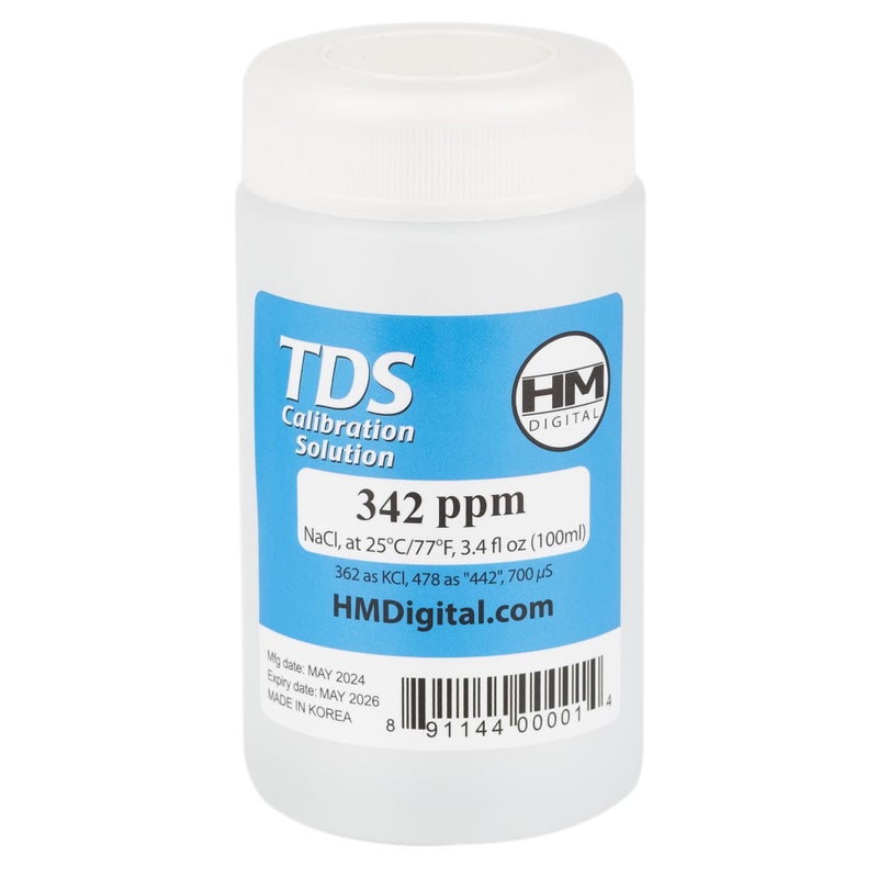 HM Digital HM Digital C342 TDS and EC Calibration Solution, 342 ppm (NaCl), 90 ml Volume, Transparent/Blue 