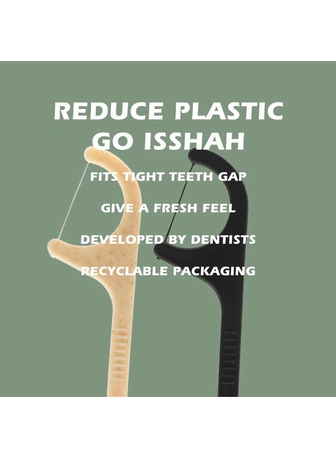 Isshah Natural Dental Floss Picks - 200 Count - BPA Free, Vegan, Sustainable, Eco Friendly, Natural Dental Flossers (Charcoal) - Image 3