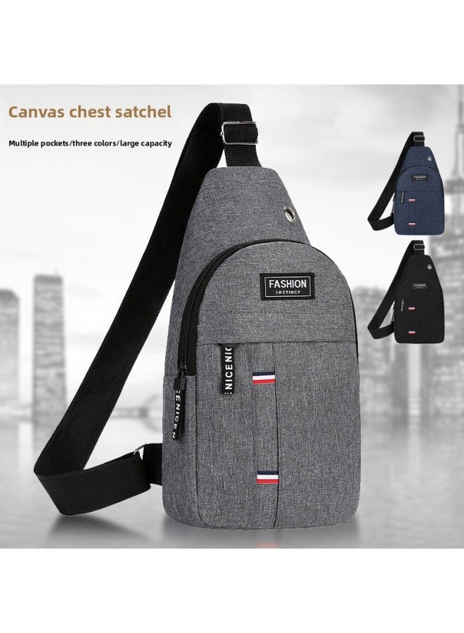 Generic Chest Bag Men's Bag Shoulder Crossbody Bag Casual Crossbody Bag Nylon Cloth Chest Crossbody Bag Trendy Small Men's Bag-Color:Dark Gray-Size:One Size Fits All - Image 3