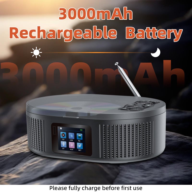 Desobry CD Player Portable DESOBRY Boombox CD Player with Bluetooth TX/RX Modes and FM Radio Dual Stereo Speakers Portable CD Players for Home/Car with Remote Support USB, AUX in, Headphone Jack - Image 5