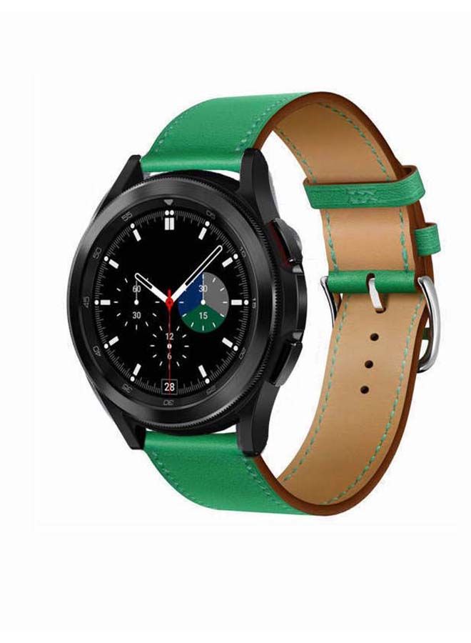 NIBEMINENT Genuine Leather Replacement Band for Samsung Galaxy Watch4 42/46mm Green - Image 2