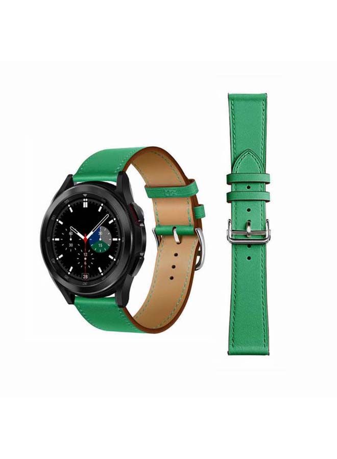 NIBEMINENT Genuine Leather Replacement Band for Samsung Galaxy Watch4 42/46mm Green - Image 1
