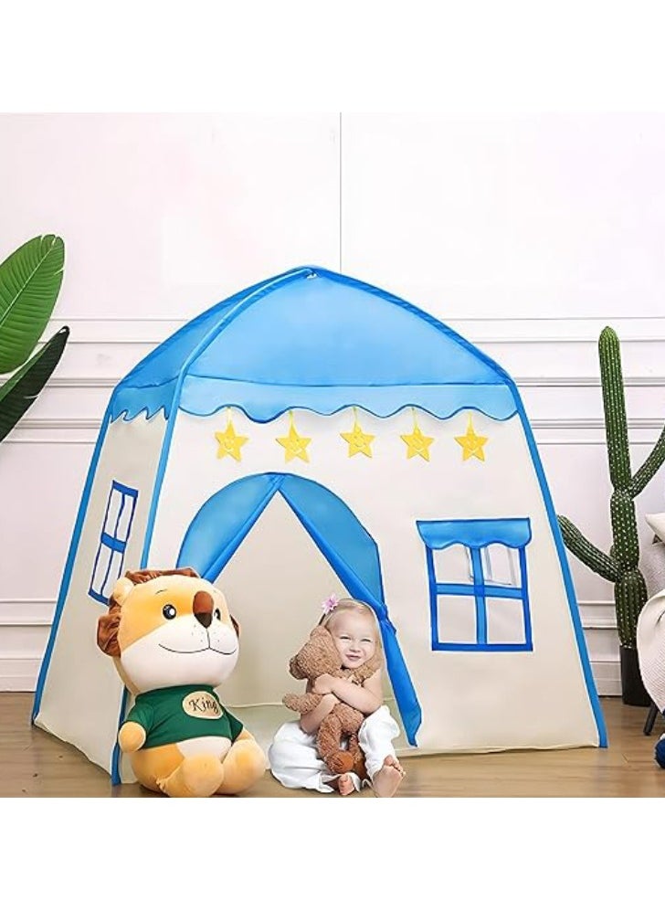 Generic Play Tent Children's Tent for Indoor 130 x 100 x 130 cm Children's Play Tent Large Children's House Playhouse for Girls Boys Princess Prince Indoor and Outdoor Toy (Blue)  - Image 2