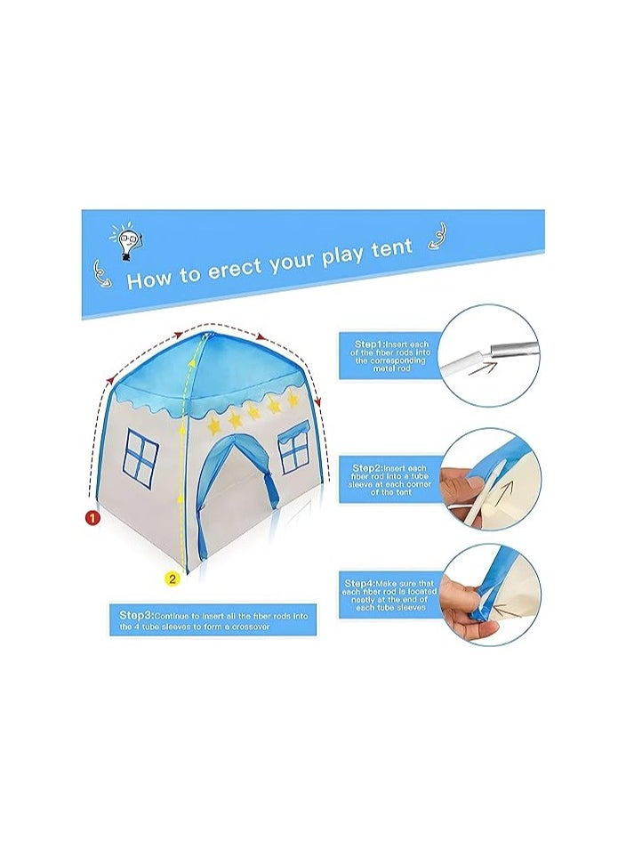 Generic Play Tent Children's Tent for Indoor 130 x 100 x 130 cm Children's Play Tent Large Children's House Playhouse for Girls Boys Princess Prince Indoor and Outdoor Toy (Blue)  - Image 3