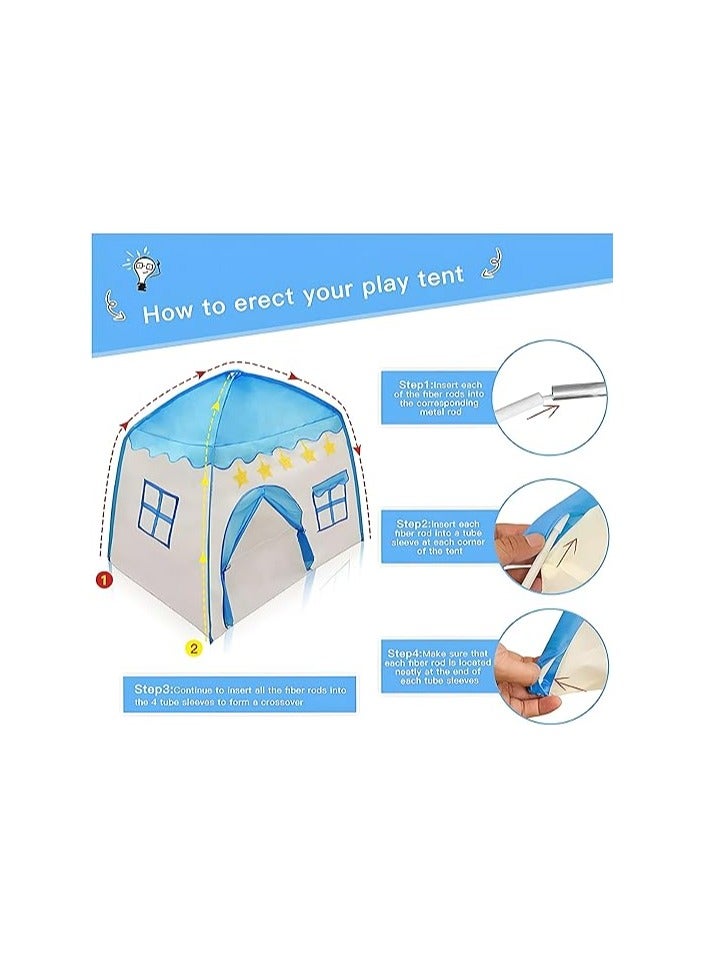 Kids Play Tent – Large Indoor/Outdoor Princess & Prince Playhouse (130 x 100 x 130 cm) for Girls & Boys | Foldable Children's Tent Toy – Blue - Image 5