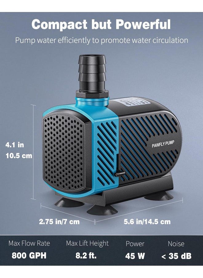 Pawfly 800 Gph Aquarium Submersible Water Pump (3000L/H, 45W) Ultra Quiet Water Fountain Pump With 8.2 Ft. Lift Height Adjustable Water Pump For Fish Tanks Ponds Gardens Waterfalls Statuary And Sumps  - Image 2