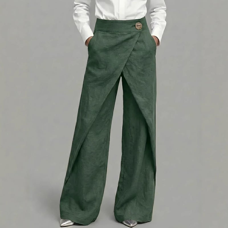 Women's High Waist Straight Leg Casual Linen Blend Pants - Lightweight for Spring/Summer - Image 3