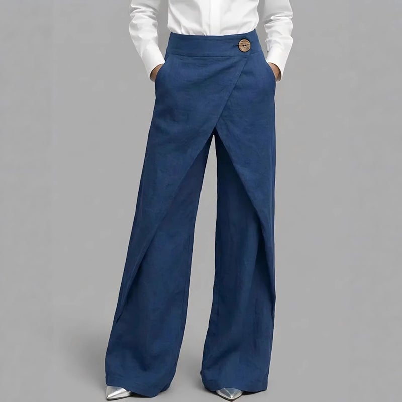 Women's High Waist Straight Leg Casual Linen Blend Pants - Lightweight for Spring/Summer - Image 4