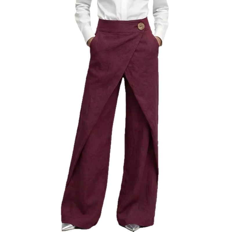 Women's High Waist Straight Leg Casual Linen Blend Pants - Lightweight for Spring/Summer - Image 5