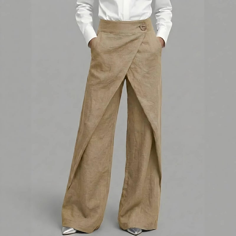Women's High Waist Straight Leg Casual Linen Blend Pants - Lightweight for Spring/Summer - Image 2