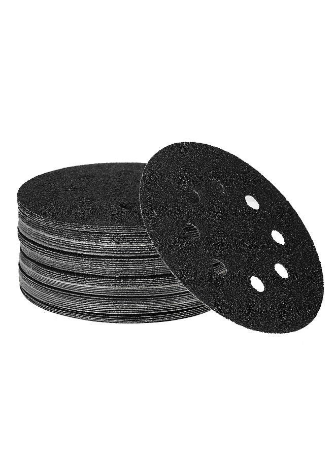 50Pcs Sanding Discs 5-inch 125mm 8-Hole 240/180/120/80/60 Sandpaper for Random Track Sanding Machines Made of Silicon Carbide Material Black Water-Based Sandpaper  - Image 1