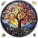 Qiuenisray Wooden Puzzles for Adults Glass Tree of Life Jigsaw Puzzles 200 Pieces Beautiful Wall Decor FSC Certified Unique Shape Adult Puzzles Pieces Wood Creative for Family Game 112x112 in - Image 2