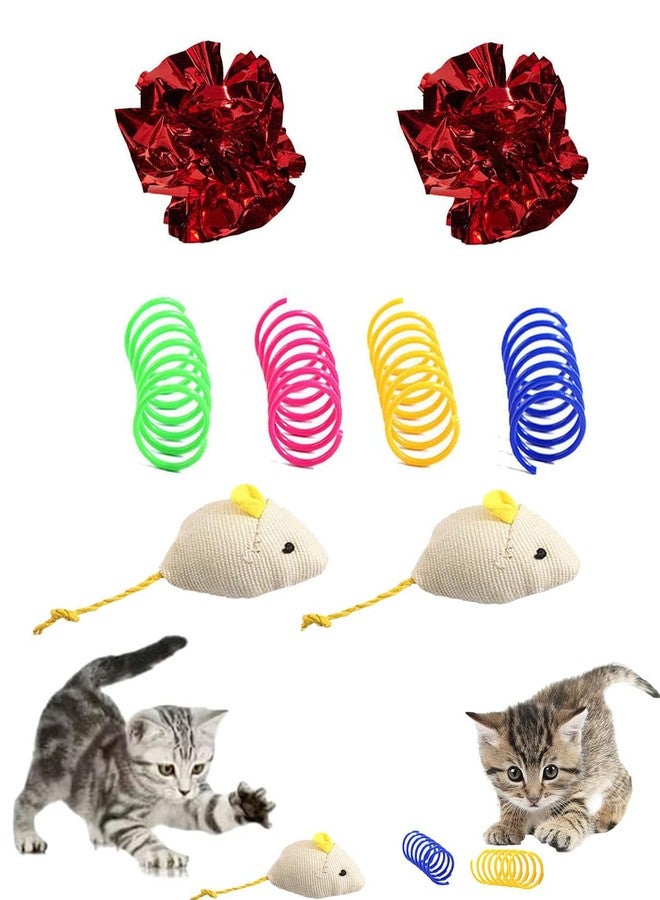 Vihaanta 8 PCS Cat Springs, Interactive Cat Toy Set, Includes 2 Mouse Figurines, 4 Colorful Springs, 2 Crinkle Balls, Durable and Safe for Indoor and Outdoor Play, Cats - Image 1