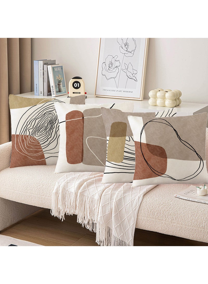 Set of 4 Cushion Covers Decorative Throw Pillow cases for Living Room Garden Outdoor Décor