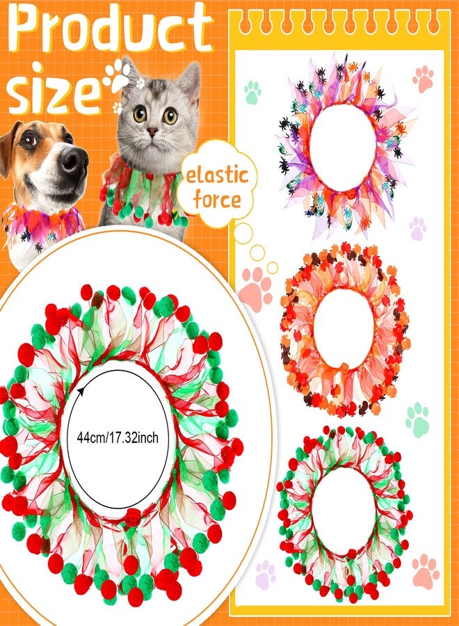 Oudain 3 Pcs Halloween Thanksgiving Dog Collar Set, Adjustable Decorative Dog Ruffle Collar Spider Turkey Holiday Dogs Collars for Halloween Thanksgiving Christmas Cat Dogs Party Decoration - Image 2