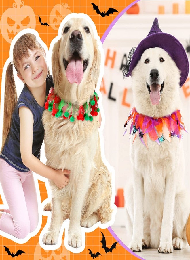 Oudain 3 Pcs Halloween Thanksgiving Dog Collar Set, Adjustable Decorative Dog Ruffle Collar Spider Turkey Holiday Dogs Collars for Halloween Thanksgiving Christmas Cat Dogs Party Decoration - Image 4