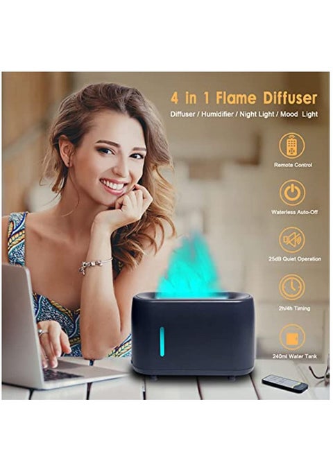 Essential Oil Aroma Therapy Flame Diffuser Humidifier 7 Colors With Waterless Auto-Off Protection For Home,Office,Bedroom