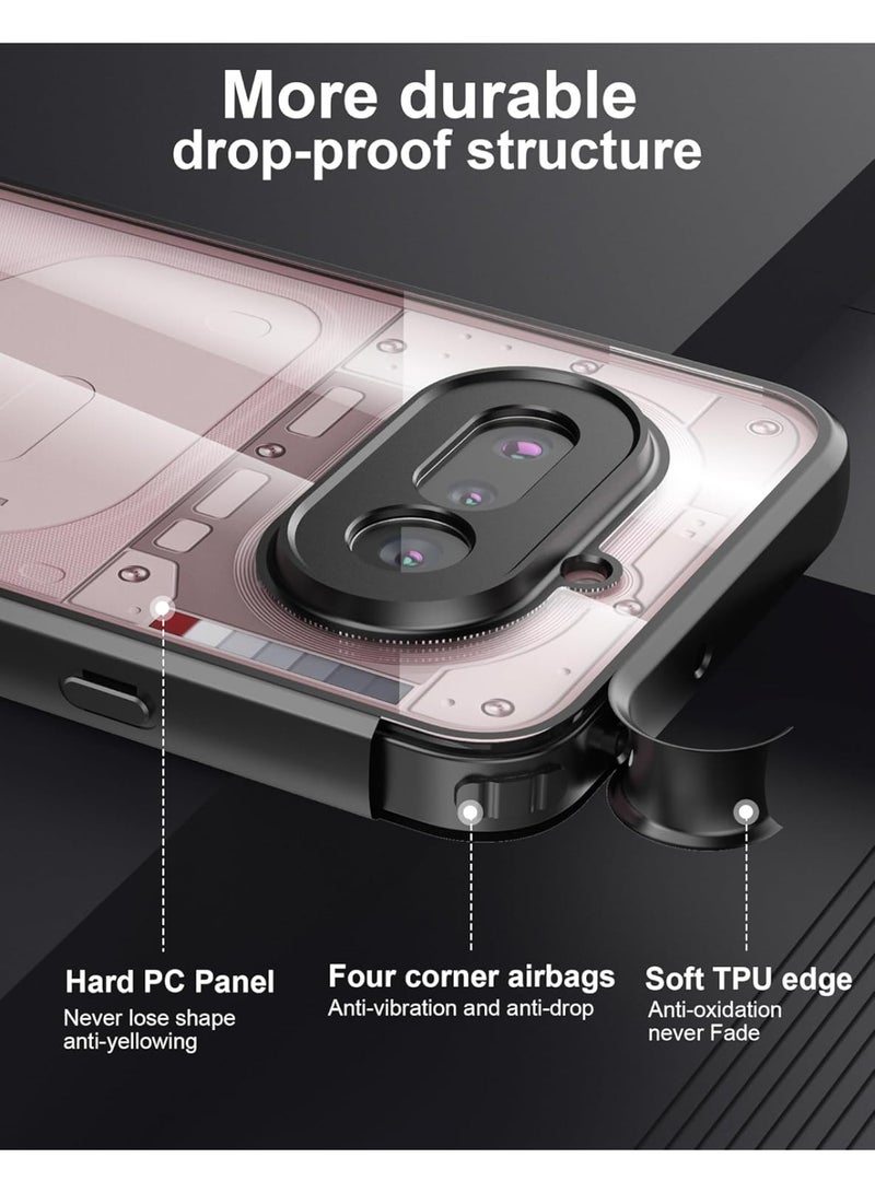 Case for Nothing Phone 4a Shockproof Crystal Clear Hard Back Cover [Anti-Yellowing] Case 360 Degree Protection TPU Bumper Transparent Back Cover Case - Image 5