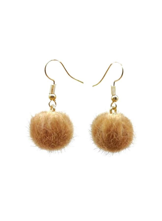 Y2k Cute Girl Winter Plush Ball Earrings Temperament Ear Hook Short Ball Net Red Earrings