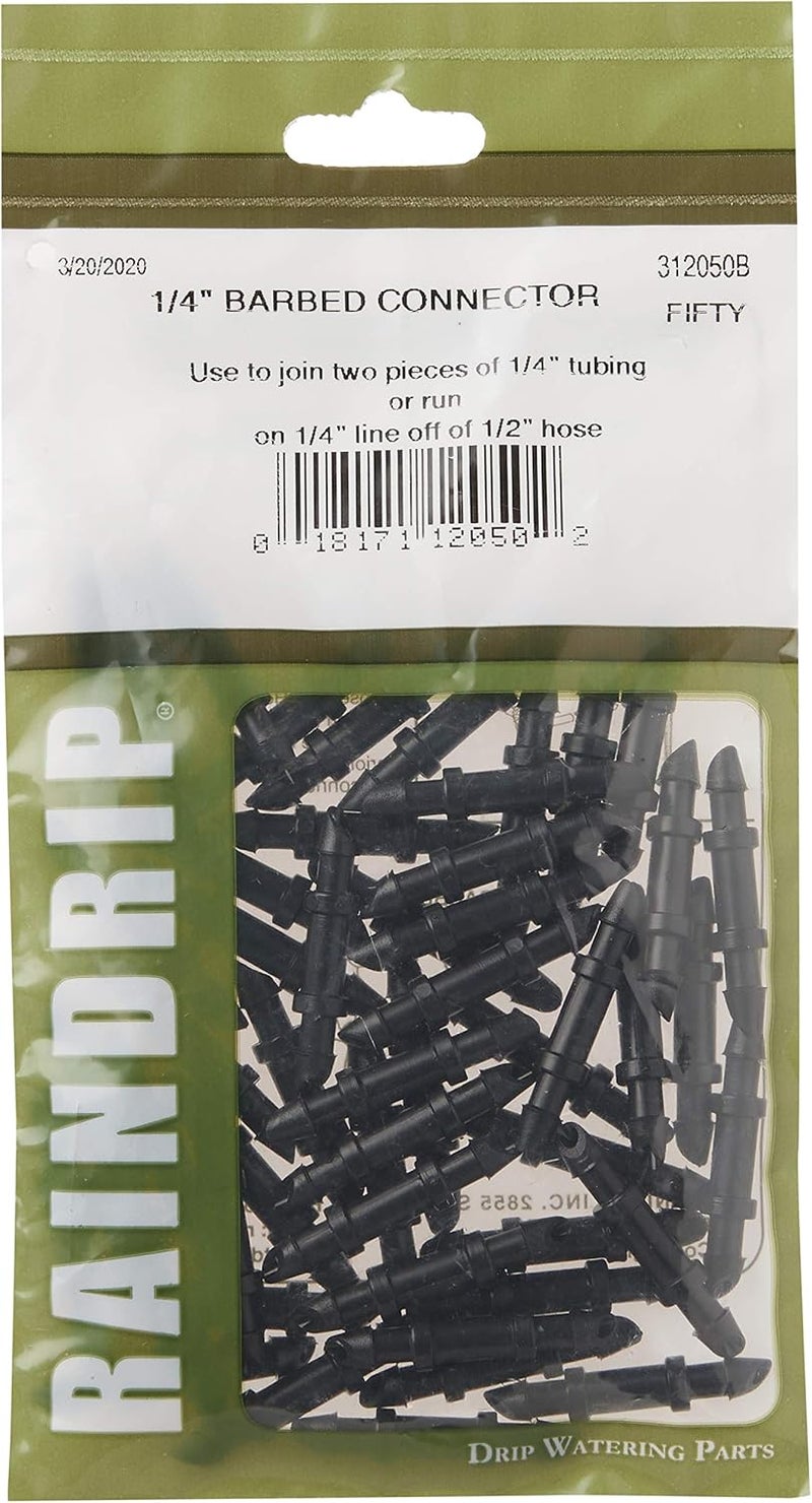Raindrip 312050B Drip Irrigation Fittings Single Barbed Coupling Connectors, 1/4-Inch, 50 Per Bag, for Trees, Shrubs, Gardens, Black - Image 4