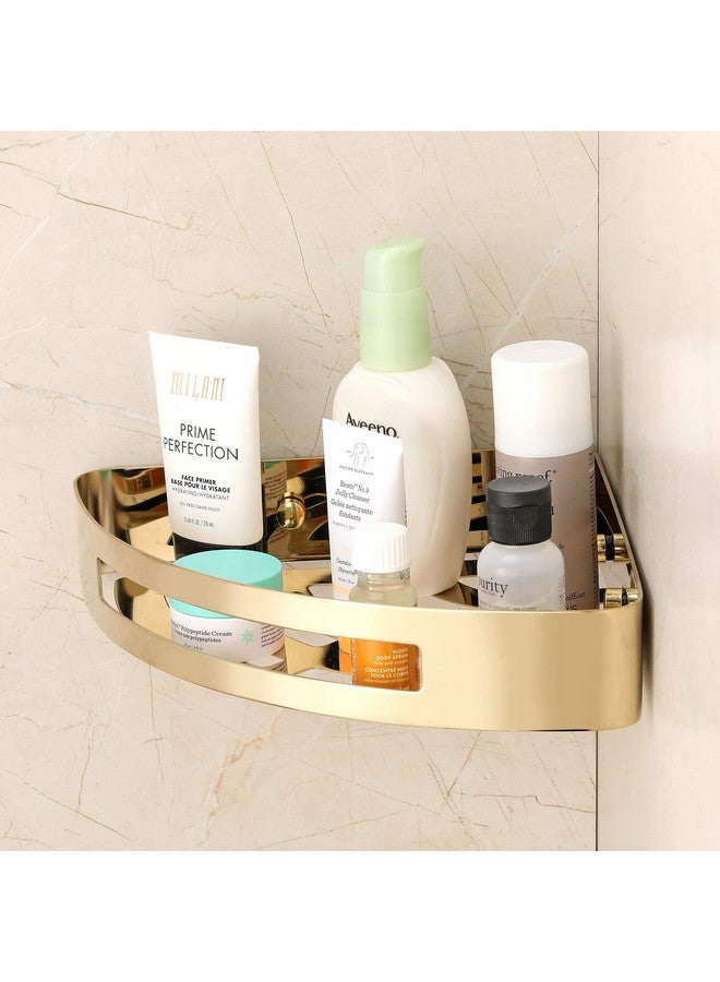 FORTUNE Stainless Steel 304 Wall Mount Corner Shelf Bathroom Multi-Functional Storage Shelf/Rack & Caddy Basket Bathroom Accessories (8.5x8.5 Inch) - (Pack of 2, Gold) - Image 3