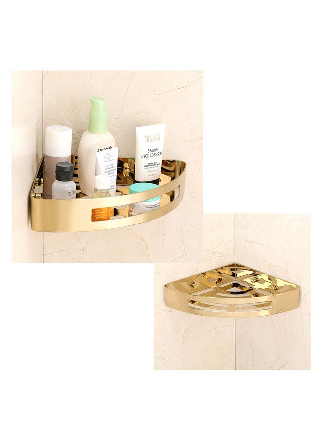 FORTUNE Stainless Steel 304 Wall Mount Corner Shelf Bathroom Multi-Functional Storage Shelf/Rack & Caddy Basket Bathroom Accessories (8.5x8.5 Inch) - (Pack of 2, Gold) - Image 1
