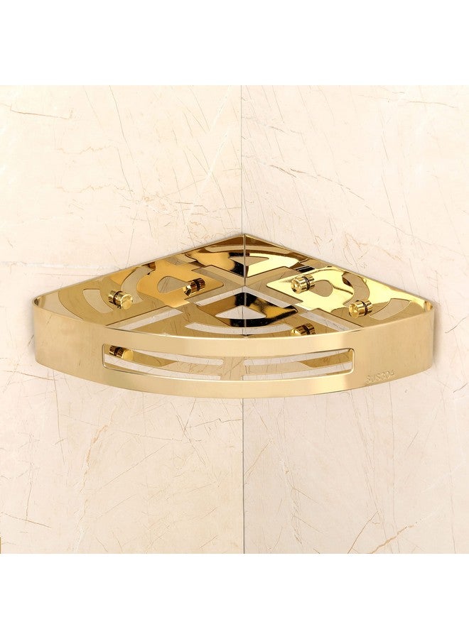 FORTUNE Stainless Steel 304 Wall Mount Corner Shelf Bathroom Multi-Functional Storage Shelf/Rack & Caddy Basket Bathroom Accessories (8.5x8.5 Inch) - (Pack of 2, Gold) - Image 4