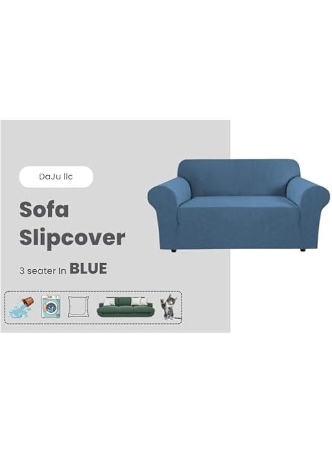 Beauenty SOFA SLIPCOVER - Sofa Cover (3-seater 195-230cm) High Stretch Polyester(85%) Spandex(15%) Fabric - SOFA and CUSHION Cover For livingroom, Bedroom,and Office Non Slip Furniture Protector (blue) - Image 2