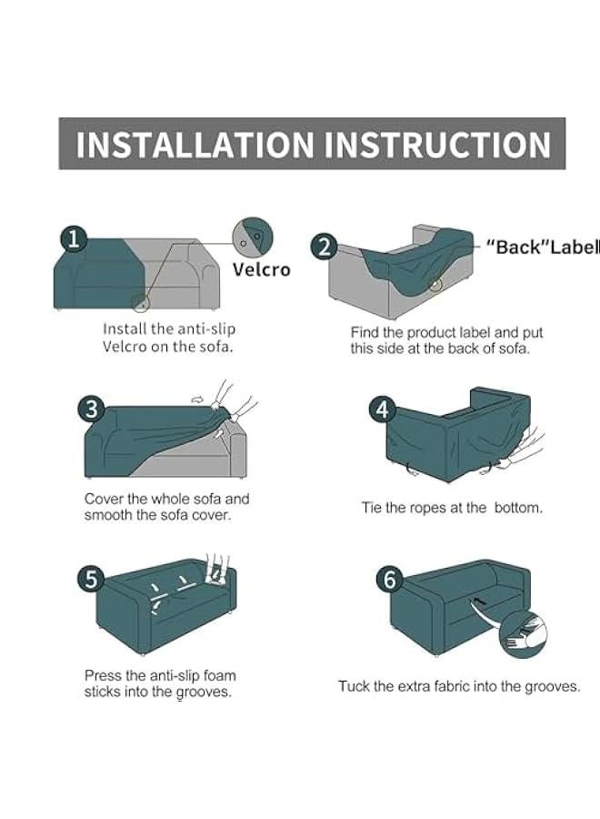 Beauenty SOFA SLIPCOVER - Sofa Cover (3-seater 195-230cm) High Stretch Polyester(85%) Spandex(15%) Fabric - SOFA and CUSHION Cover For livingroom, Bedroom,and Office Non Slip Furniture Protector (blue) - Image 5