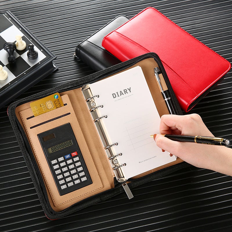Generic A6 Zippered Business Notebook with Calculator A6 
