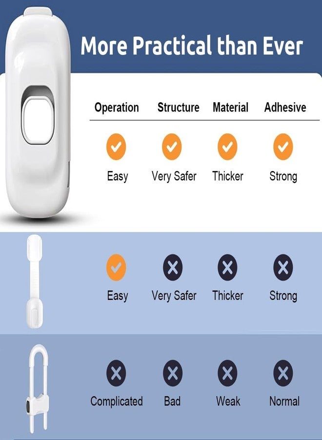 Tonity قفل أدراج للأطفال من تونيتي مكون من 6 قطع، قفل أمان للأطفال، أقفال خزائن، ظهر لاصق قوي، قفل أمان للأطفال، قفل أمان للأطفال للخزائن، قفل حماية لأبواب الأطفال للخزائن والأدراج. - Image 4