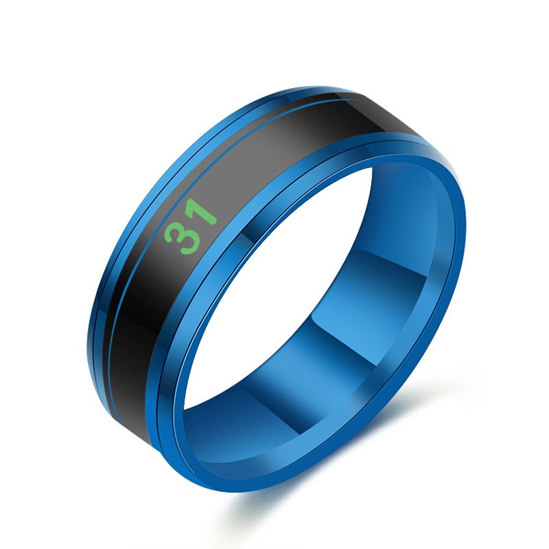 Stainless Steel Temperature Ring - Smart Thermometer with Color-Changing Titanium Alloy Design - Image 4
