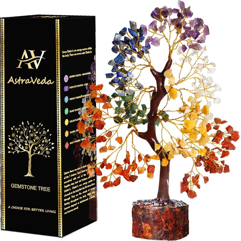 AstraVeda 7 Chakra Tree Tree of Life Crystal Tree Feng Shui Tree Positive Energy Tree Meditation Gift Crystals and Stones Spiritual Items 300 Beads