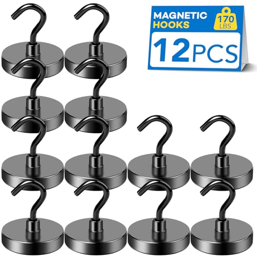 LOVIMAG Magnetic Hooks for Cruise Cabins170lbs Cruise Magnets for DoorCruise Ship Essentials for Travel Strong Magents Heavy Duty with Epoxy Coating for Hanging Refrigerator Kitchen12 Pcs - Image 1