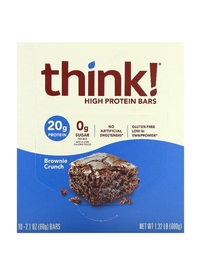 Think !, High Protein Bars, Brownie Crunch, 10 Bars, 2.1 oz (60 g) Each (Packaging may vary)