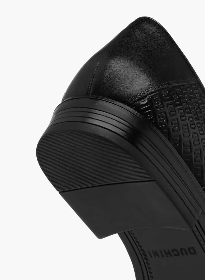 دوتشيني Mens Monogram Textured Lace-Up Oxford Shoes