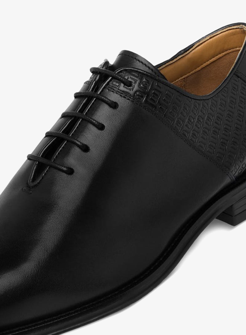 DUCHINI Mens Monogram Textured Lace-Up Oxford Shoes - Image 4