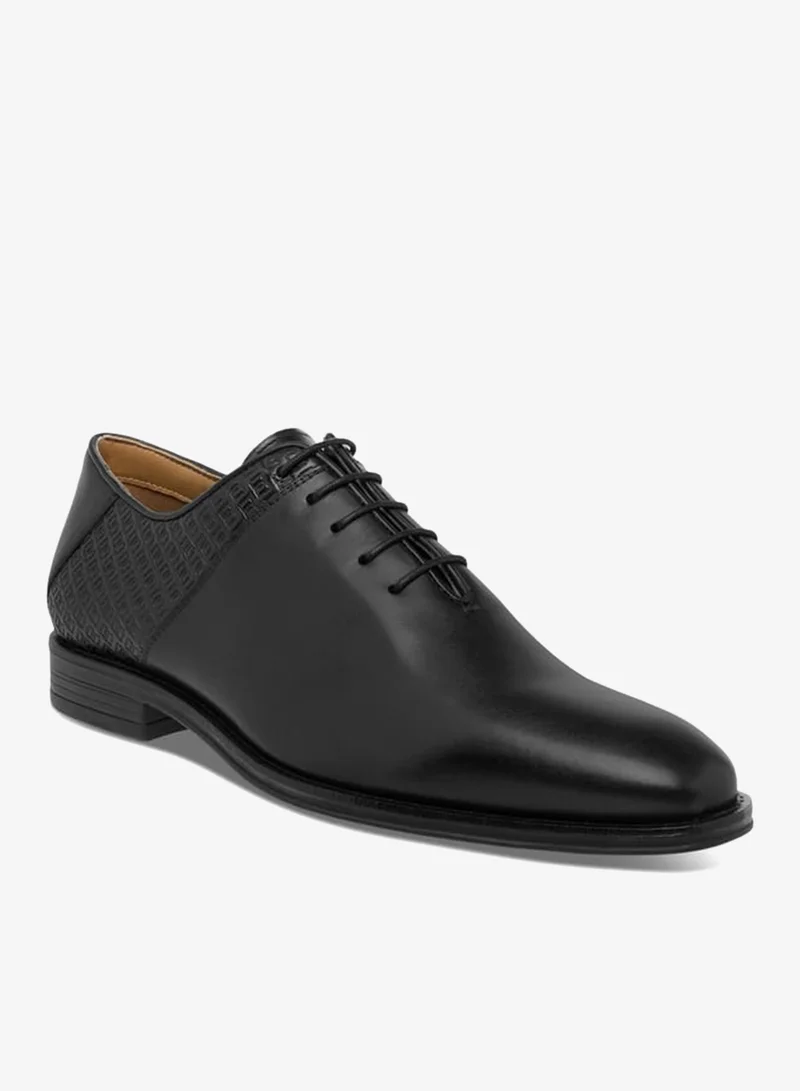 DUCHINI Mens Monogram Textured Lace-Up Oxford Shoes