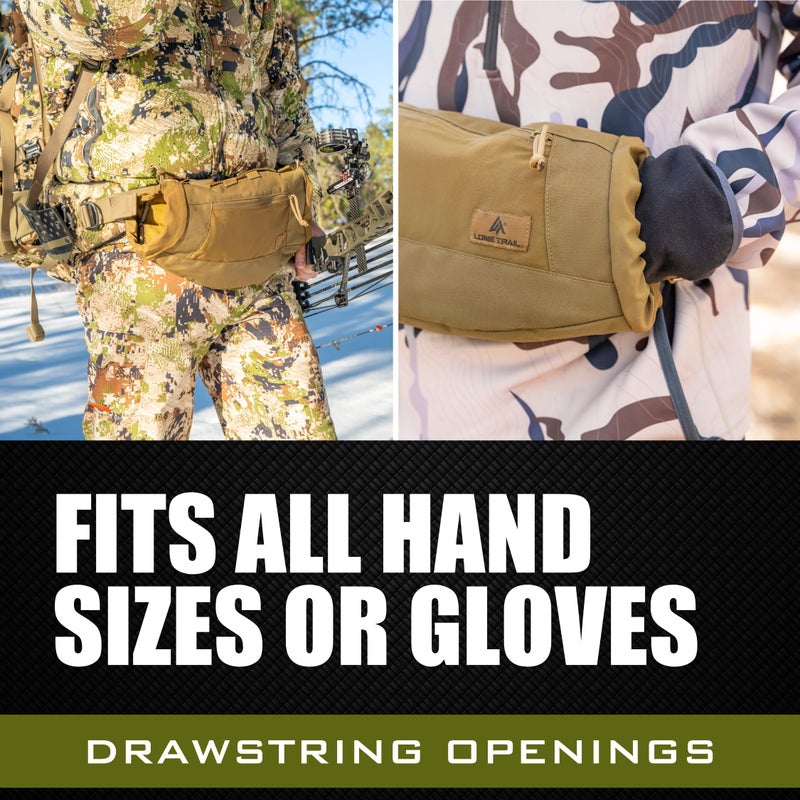 Lone Trail Hunting Hand Warmer Pouch, Hiking, and Camping with 500D Water Repellent Exterior - Hand Muff Hunting Gear 9oz Ultra Light and Adjustable, Sherpa Fleece Lined Tactical HandWarmer - Image 4
