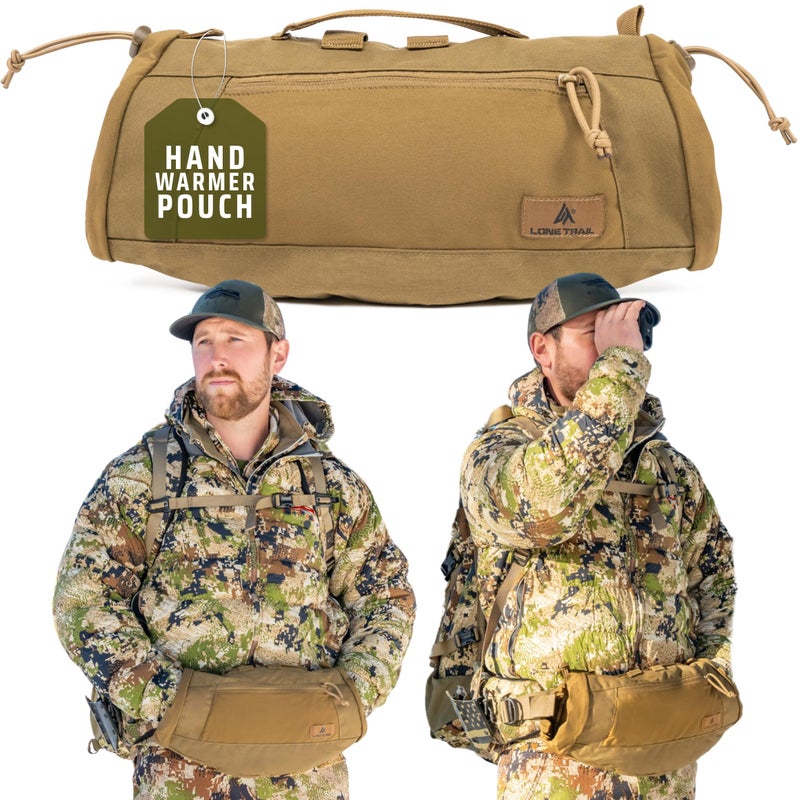 Lone Trail Hunting Hand Warmer Pouch, Hiking, and Camping with 500D Water Repellent Exterior - Hand Muff Hunting Gear 9oz Ultra Light and Adjustable, Sherpa Fleece Lined Tactical HandWarmer - Image 1