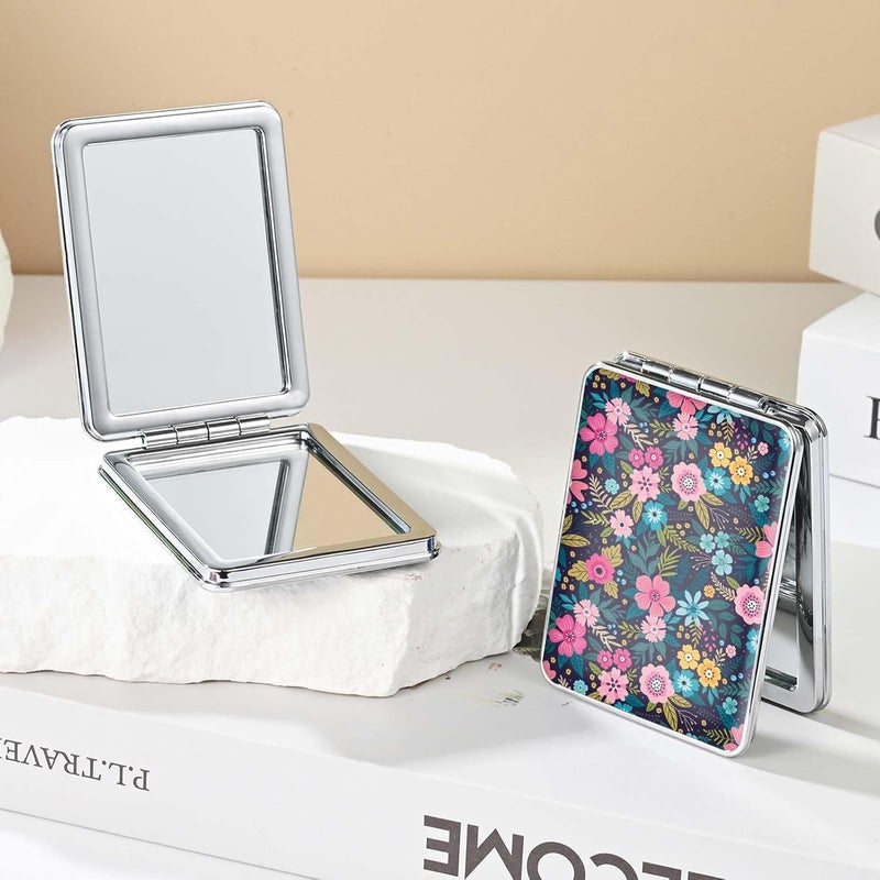 HAV CREATION HAV CREATION Compact Mirror for Women Men Rectangle DoubleSided Travel Makeup Mirror Pocket Mirror for Purse Keychain Handbag Tabletop Use 2Sided Cosmetic Mirror for Beauty  - Image 1