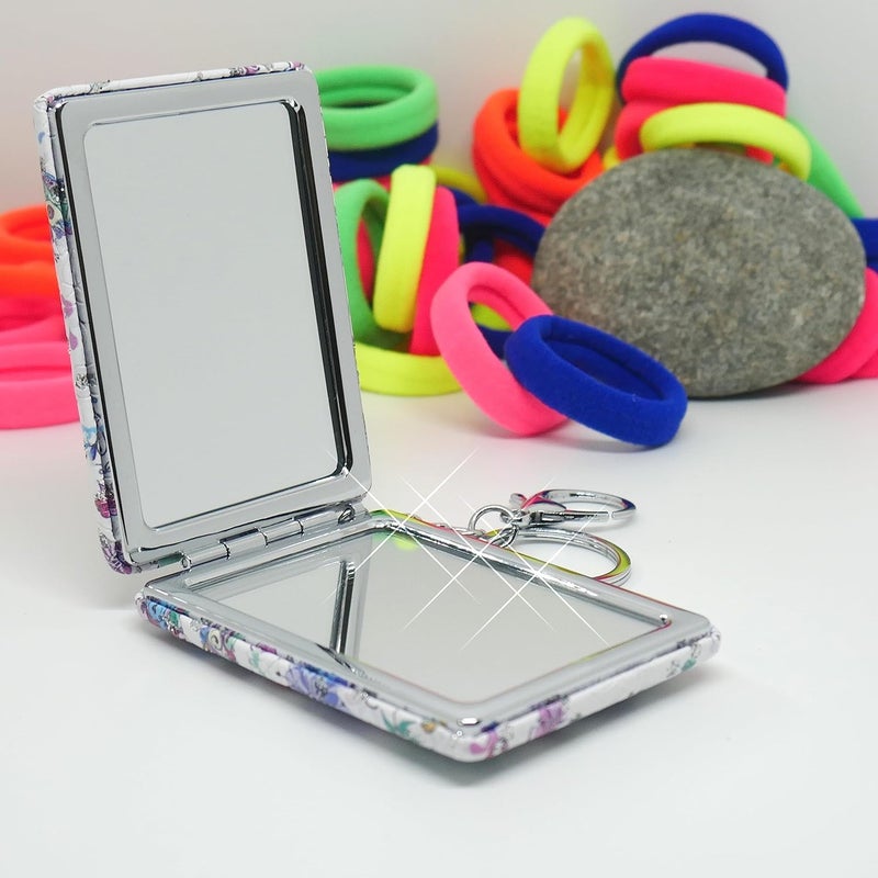 HAV CREATION HAV CREATION Compact Mirror for Women Men Rectangle DoubleSided Travel Makeup Mirror Pocket Mirror for Purse Keychain Handbag Tabletop Use 2Sided Cosmetic Mirror for Beauty  - Image 3